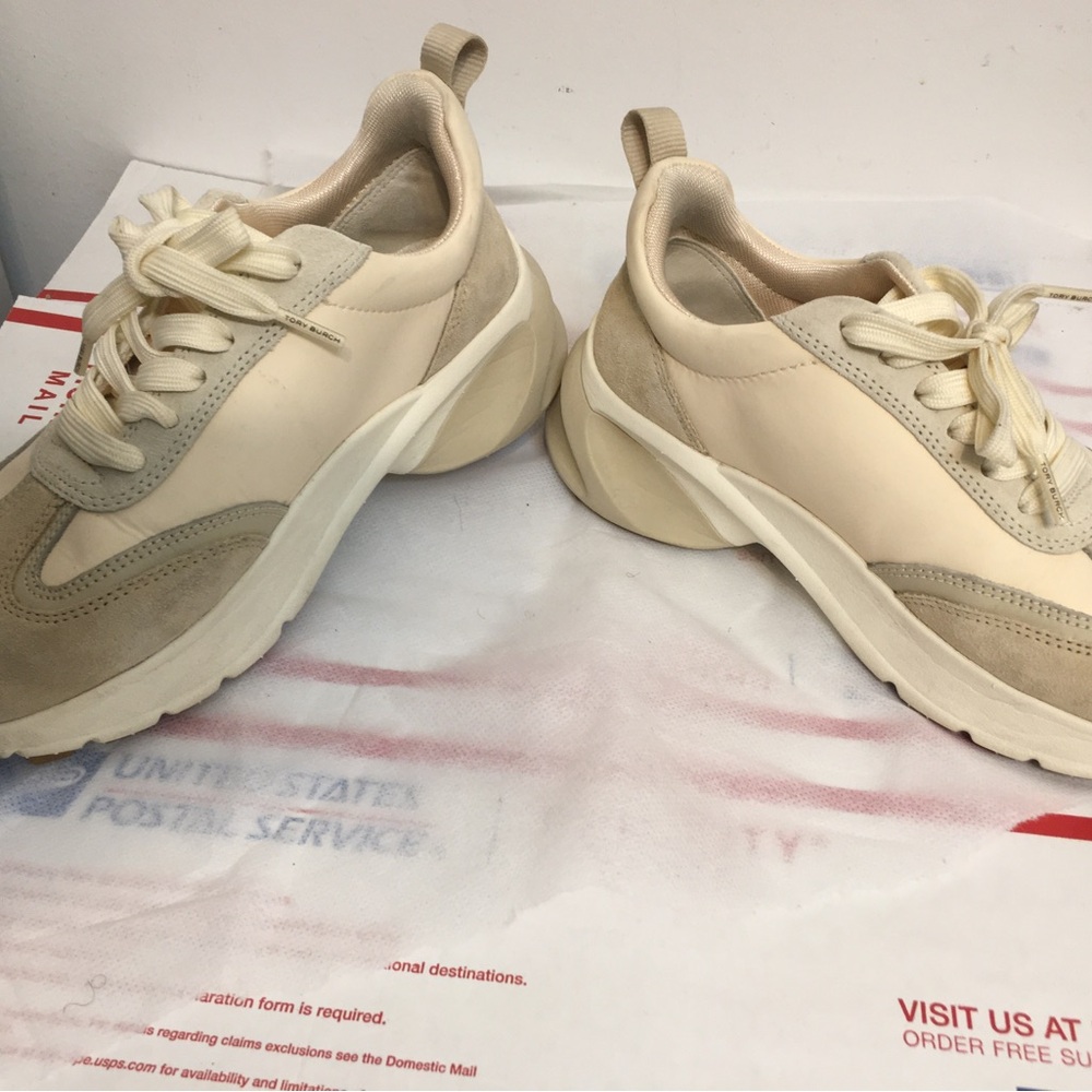 Tory Burch Monogram Good Luck Lightweight Women's Cream Fashion Sneakers Size6.5 - Picture 13 of 13